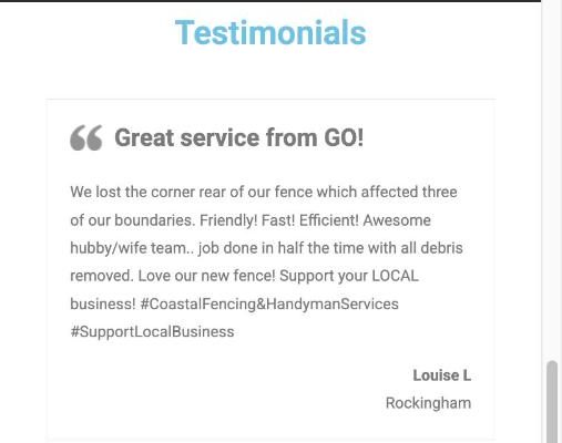 Screenshot: 14 testimonials, and no before-and-after.